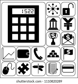 Set of 17 business symbols of icons. Collection. Detailed design. Vector Illustration.