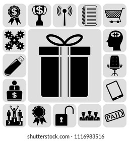 Set of 17 business symbols of icons. Collection. Flat design. Vector Illustration.