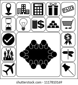 Set of 17 business symbols of icons. Collection. Flat design. Vector Illustration.