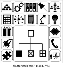Set of 17 business symbols of icons. Collection. Flat design. Vector Illustration.