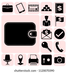 Set of 17 business symbols of icons. Collection. Amazing desing. Vector Illustration.