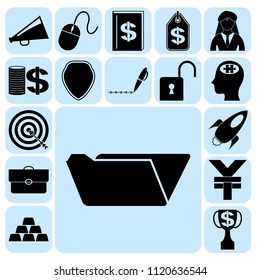 Set of 17 business symbols of icons. Collection. Detailed design. Vector Illustration.