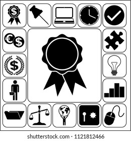 Set of 17 business symbols of icons. Collection. Detailed design. Vector Illustration.