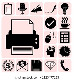Set of 17 business symbols of icons. Collection. Flat design. Vector Illustration.