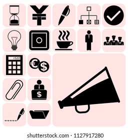 Set of 17 business symbols of icons. Collection. Flat design. Vector Illustration.