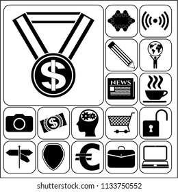 Set of 17 business symbols of icons. Collection. Amazing desing. Vector Illustration.