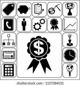 Set of 17 business symbols of icons. Collection. Flat design. Vector Illustration.