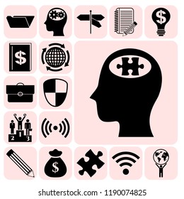 Set of 17 business symbols of icons. Collection. Amazing desing. Vector Illustration.