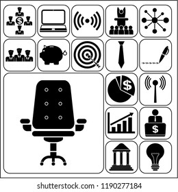 Set of 17 business symbols of icons. Collection. Flat design. Vector Illustration.