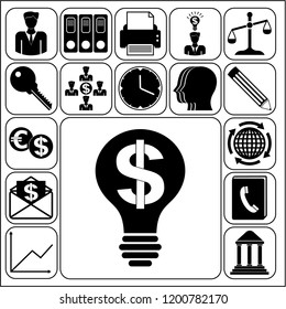 Set of 17 business symbols of icons. Collection. Flat design. Vector Illustration.