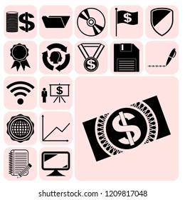 Set of 17 business symbols of icons. Collection. Amazing desing. Vector Illustration.