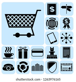 Set of 17 business symbols of icons. Collection. Detailed design. Vector Illustration.