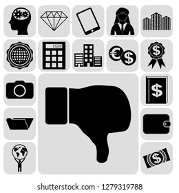 Set of 17 business symbols of icons. Collection. Flat design. Vector Illustration.