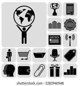 Set of 17 business symbols of icons. Collection. Amazing desing. Vector Illustration.