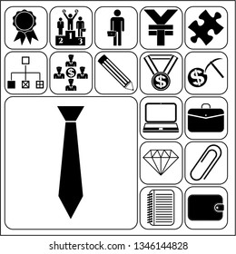 Set of 17 business symbols of icons. Collection. Flat design. Vector Illustration.