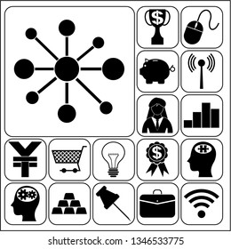 Set of 17 business symbols of icons. Collection. Amazing desing. Vector Illustration.