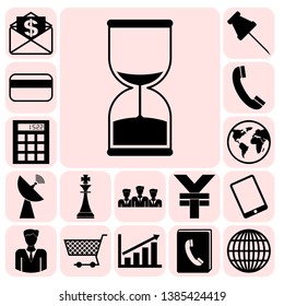 Set of 17 business symbols of icons. Collection. Detailed design. Vector Illustration.