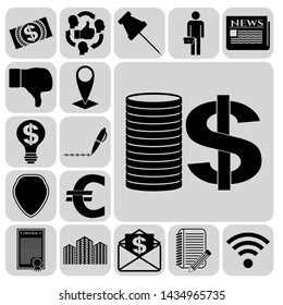 Set of 17 business symbols of icons. Collection. Amazing desing. Vector Illustration.