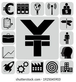 Set of 17 Business symbols, icons or pictograms. Detailed design. 
