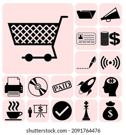 Set of 17 Business symbols or icons. Detailed design. 