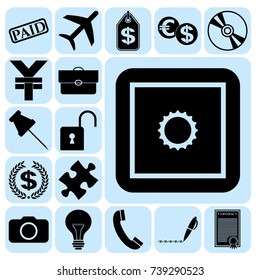 Set of 17 business symbols of icons. Collection. Flat design. Vector Illustration.