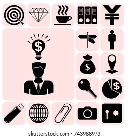 Set of 17 business symbols of icons. Collection. Amazing desing. Vector Illustration.