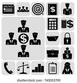 Set of 17 business symbols of icons. Collection. Amazing desing. Vector Illustration.