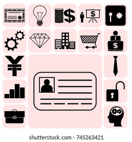 Set of 17 business symbols of icons. Collection. Amazing desing. Vector Illustration.