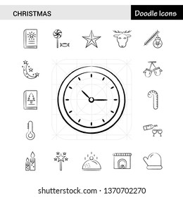 Set of 17 Christmas hand-drawn icon set