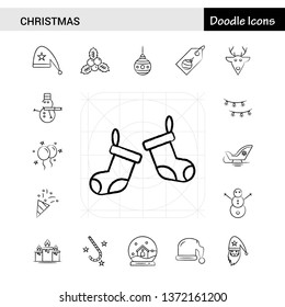 Set of 17 Christmas hand-drawn icon set