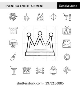 Set of 17 Events and Entertainment hand-drawn icon set