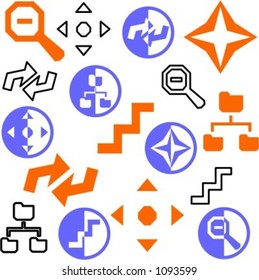 A set of 17 navigation icons. Check my portfolio for many more images of this series.