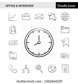 Set of 17 Office and Interview hand-drawn icon set