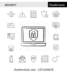 Set of 17 Security hand-drawn icon set