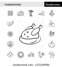 Set of 17 Thanksgiving  hand-drawn icon set