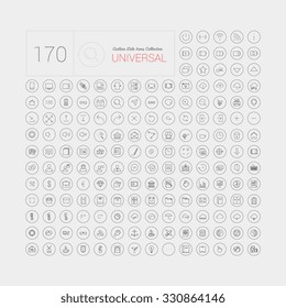 Set of 170 universal modern thin line icons for web and mobile