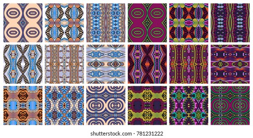 set of 18 geometric seamless pattern in ethnic style, vector illustration collection