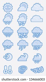 Set of 18 high quality vector weather icons blue tone