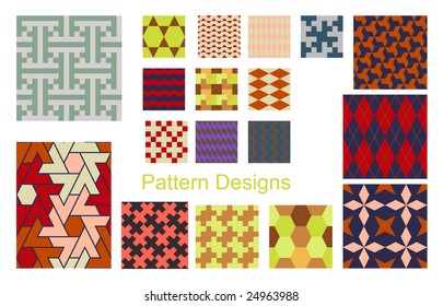 Set of 18 seamless rectangle and triangle patterns
