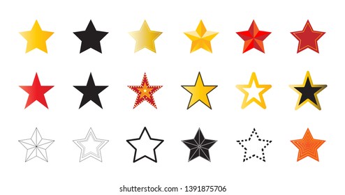 Set of 18 vector icons of stars