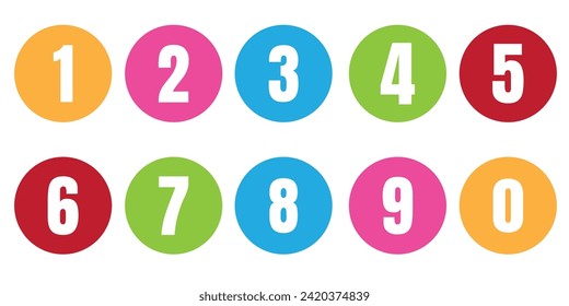 Set of 1-9 numbers, number long shadow flat eps10