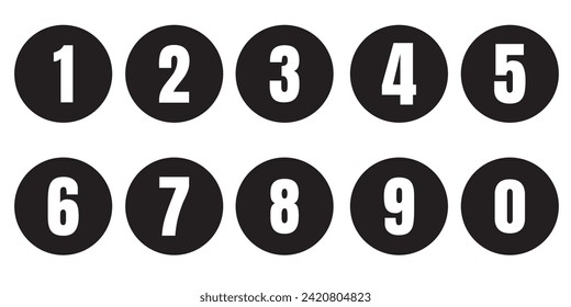 Set of 1-9 numbers, number long shadow flat eps10