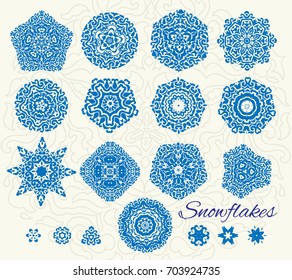 Set of 19 snowflakes