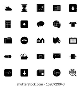 Set 19 of UI and UX icon in solid style. Creative glyph interface symbols for website design and mobile apps. Simple user interface solid icon sign isolated on white background. 25 icons.