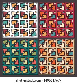 Set of 1960s Repeated Patterns, Vintage Colors and Shapes - Shutterstock ID 1496517677