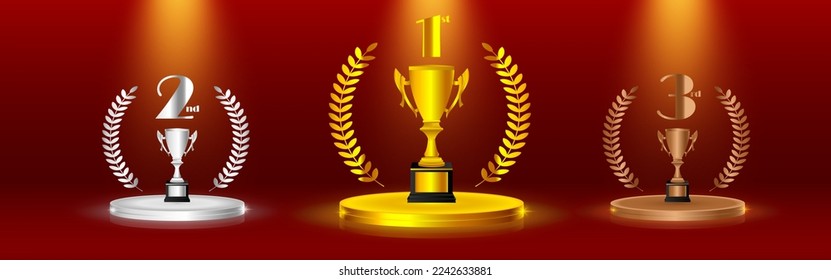 Set of 1st 2nd 3rd position template for competition, position, award, place vector illustration
