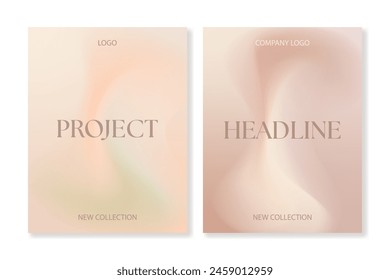 Set of 2 abstract gradient backgrounds in soft organic colors. For covers, wallpapers, branding, social media and others. For web and print. Just add your text.