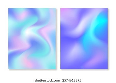 Set of 2 abstract gradient backgrounds of pastel colors with soft waves. For covers, wallpapers, branding, social media and more. For web and print.