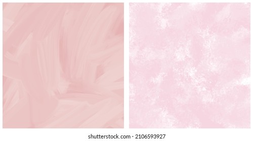 Set of 2 Abstract Painting Style Vector Layouts. Light Pink Paint Stains and Scribbles on a White Background. Pastel Color Irregular Bush Smudges Print.