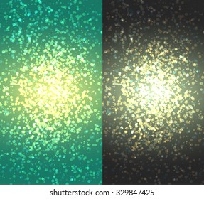 Set from 2 abstract shining bright backgrounds for design. A background with a side. Lighting effects. Brilliant magic background. Christmas background. New Year's background